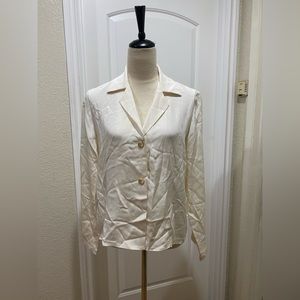 Peter Cohen 100% silk white button down blouse